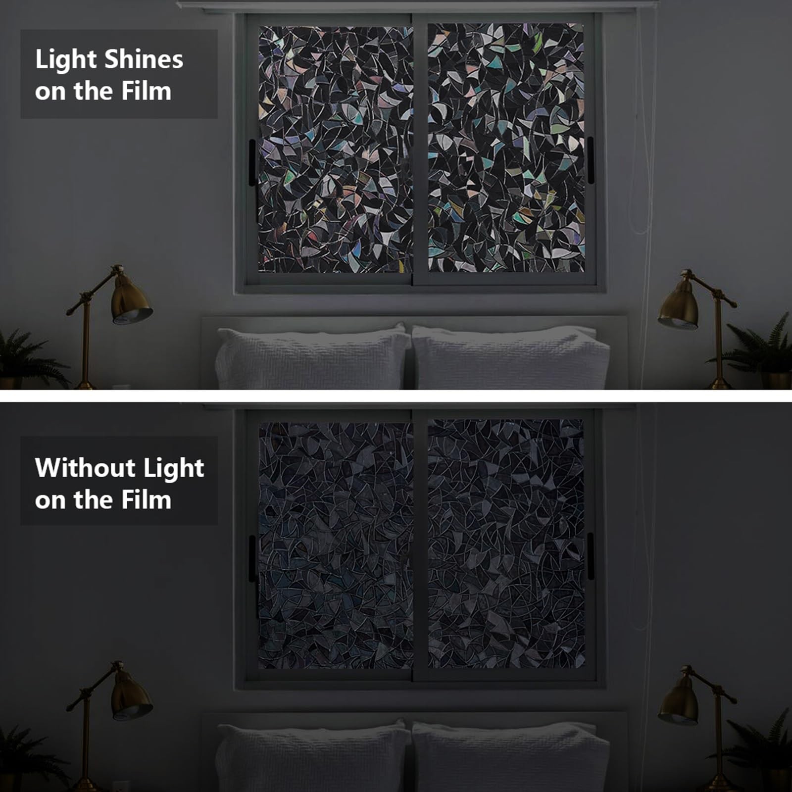 Blackout Window Privacy Film 100% Opaque Decorative Cling Tint 11.8×157.4″