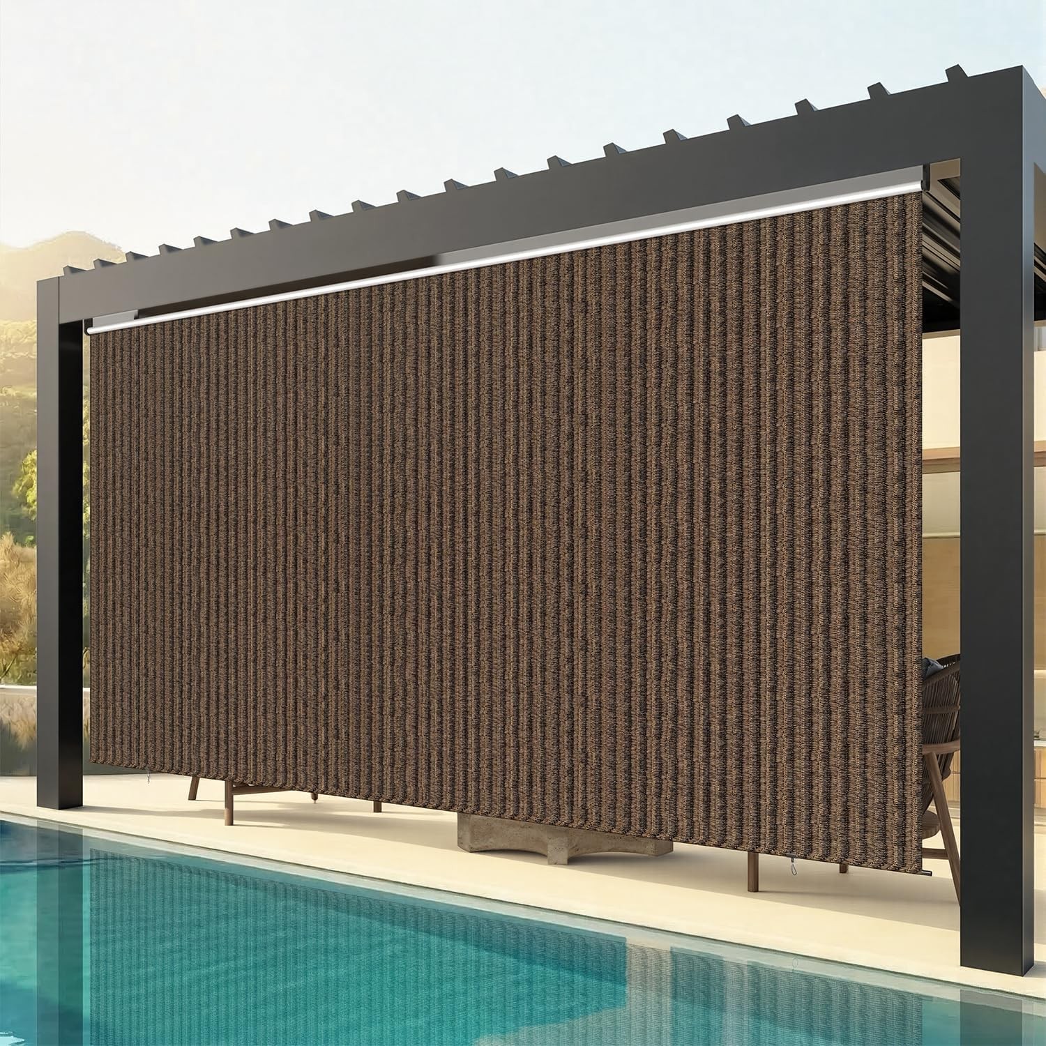 Outdoor Roller Shade, 10′(W) x10′(H) Sun Shade Cover Canopy w/ 99% UV Protection