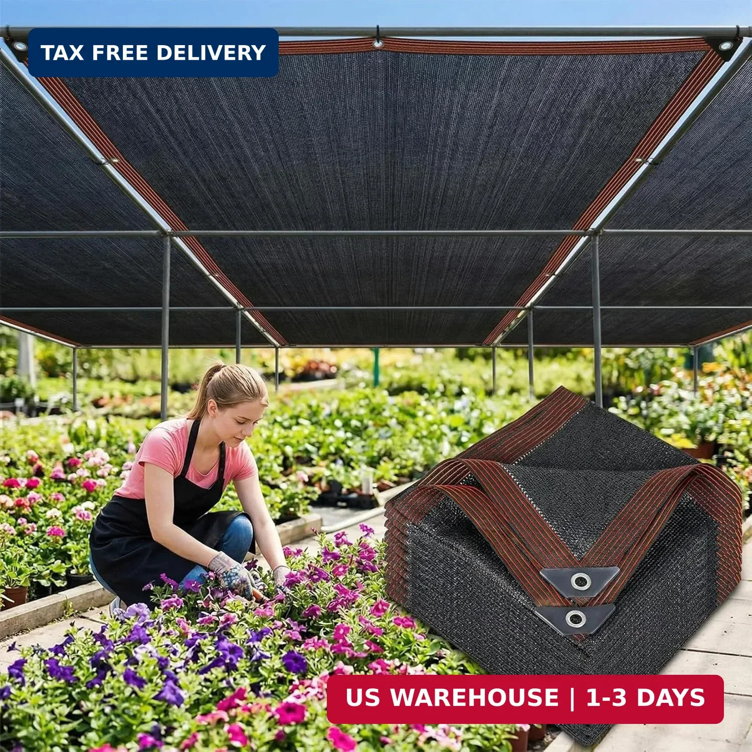 Sukh Shade Cloth for Garden – 70% Sunblock Shade Cloth for Garden Black Mesh Tar