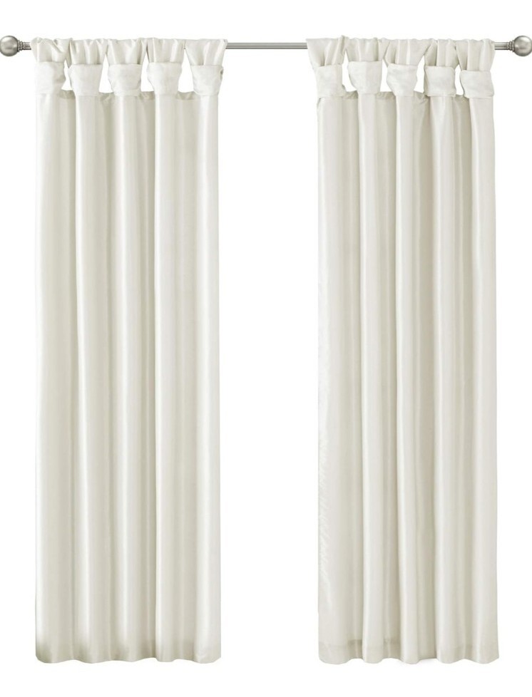 Madison Park ~ NATALIE ~ White ~ 50″ x 84″ ~ Twisted Tab Curtain Panel ~ Lined