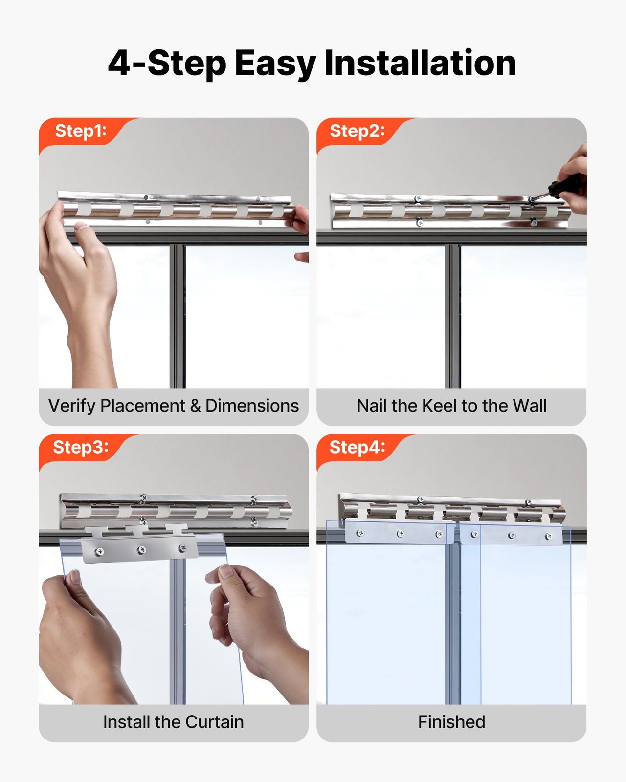 6PCS 84x36x0.08in Clear Plastic Strip Door Curtain Insulating Refrigeration