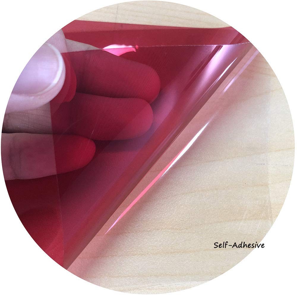 HOHOFILM Transparent Colored Window Decorative Film 17.7″x78.7″, Rose Red