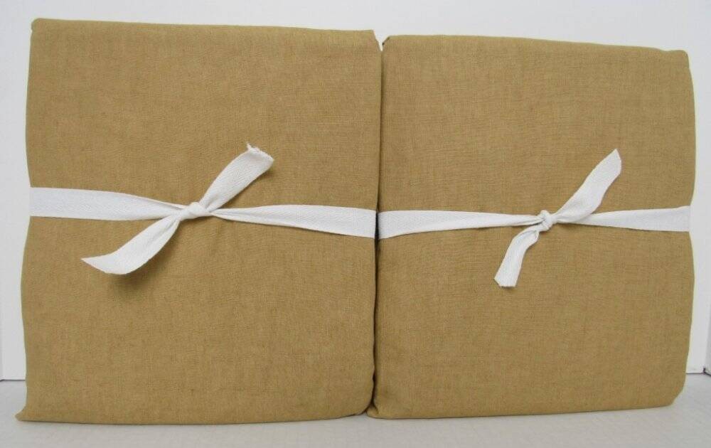 Pottery Barn Belgian Flax Linen Curtains S/2 50″/84″ Gold Harvest NWT