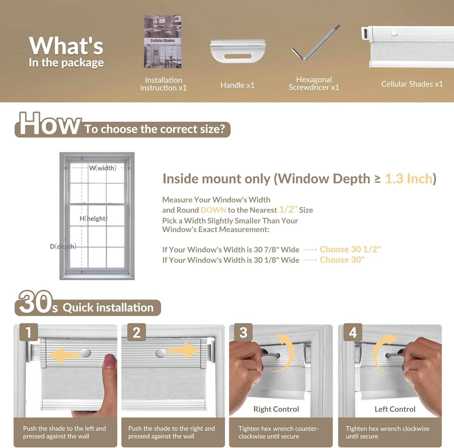 No Drill Cellular Shades for Indoor Windows,Noise Reducing & Thermal Insulating