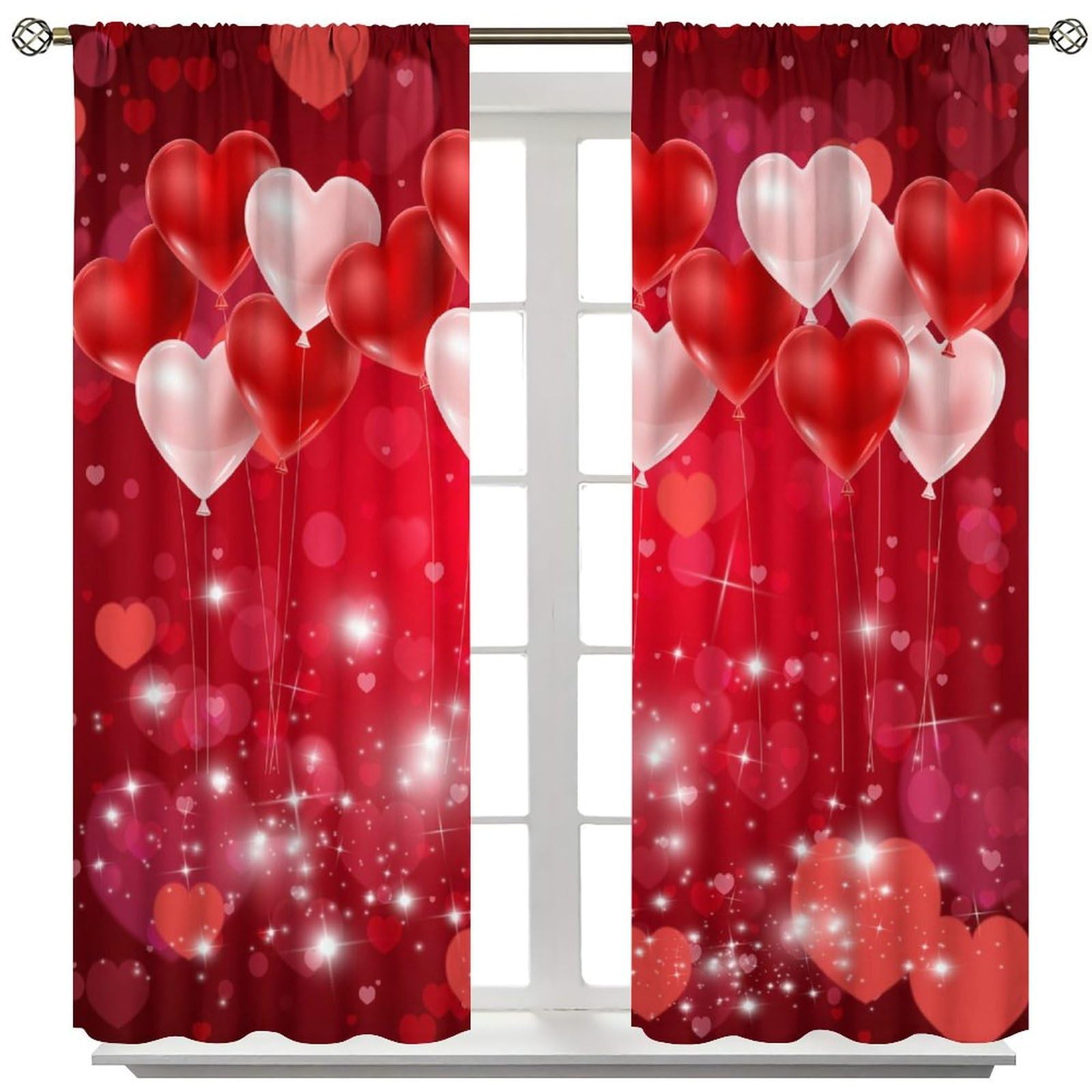Valentine Day Love Blackout Curtains for Bedroom,Pink Red Romantic Love Heart…