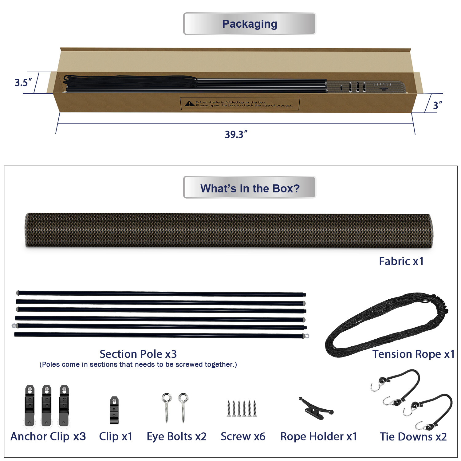 Roll up Shade for Patio Deck Porch Pergola Balcony Backyard Outdoor-Brown
