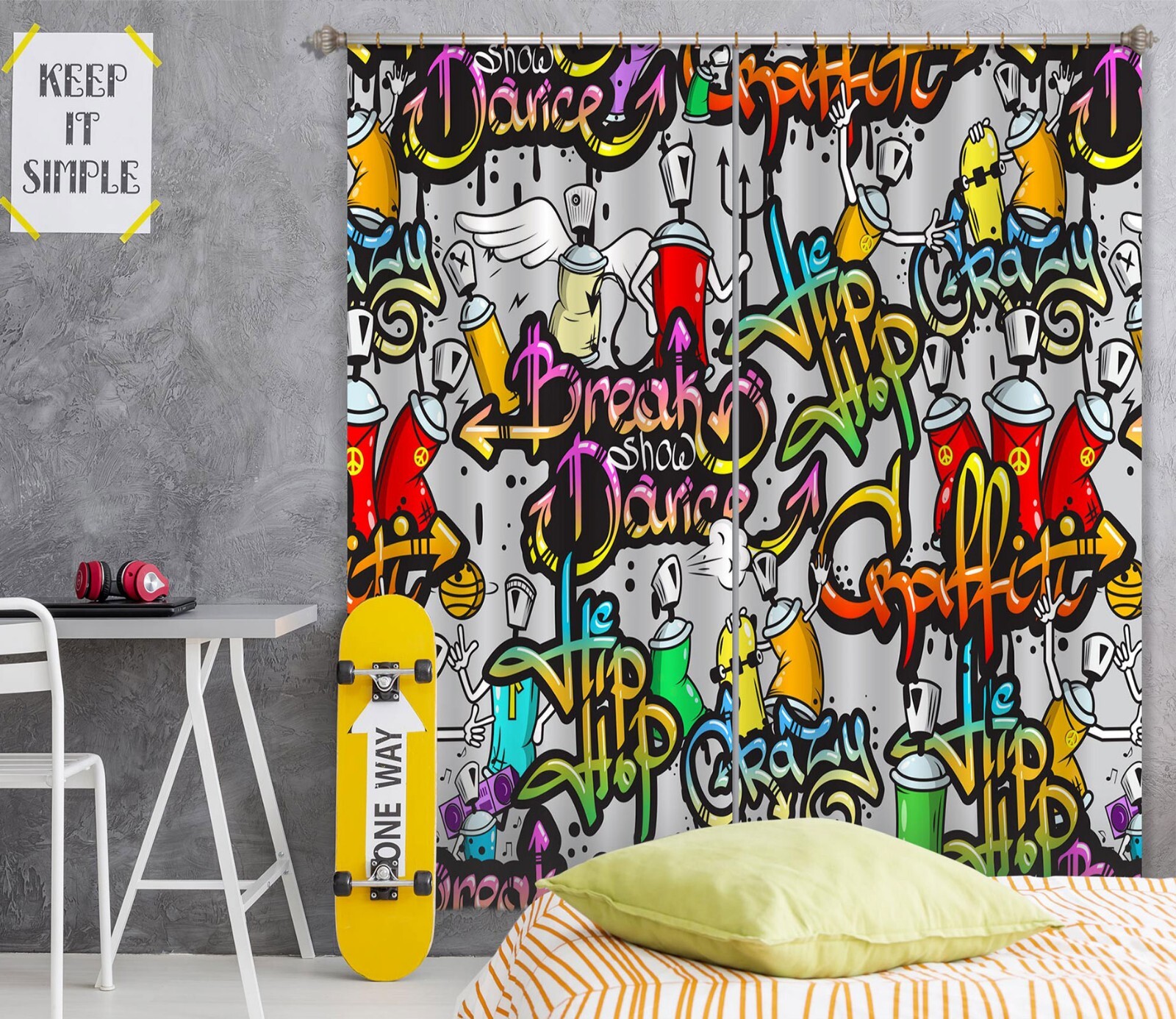 3D Art Graffiti ZHUA857 Photo Curtain Window Blockout Fabric Amy 2023