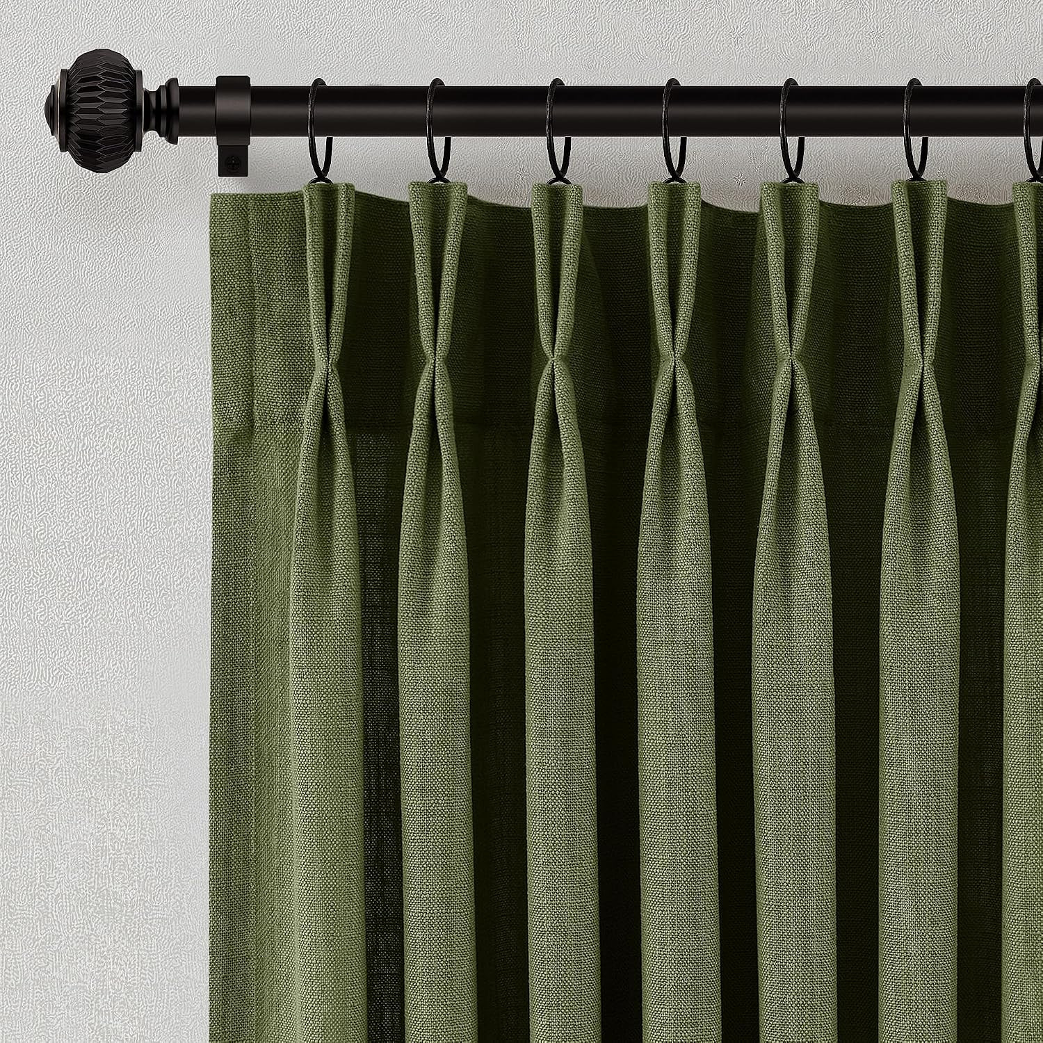 Pinch Pleated Linen Curtains 90 Inches Long for Living Dining Room Bedroom 2 Pan