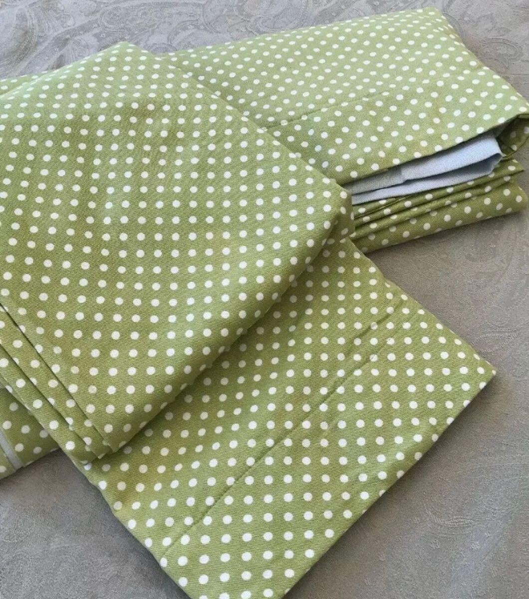Pottery Barn Polka Dot Drapes Set 2 Apple Green 44x 84 Mini Blackout Rare More+.