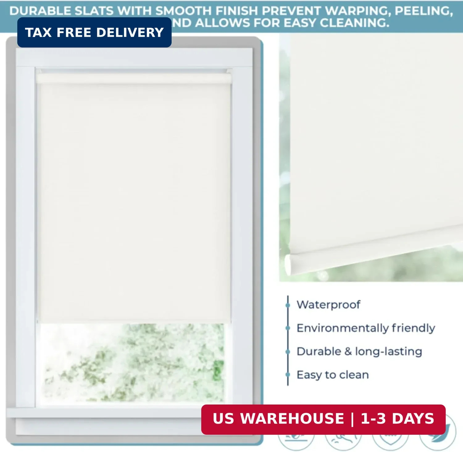 LEVOLOR Basics Cordless Blackout Fabric Roller Shades, White, 33″ W x 72″ H | Ro
