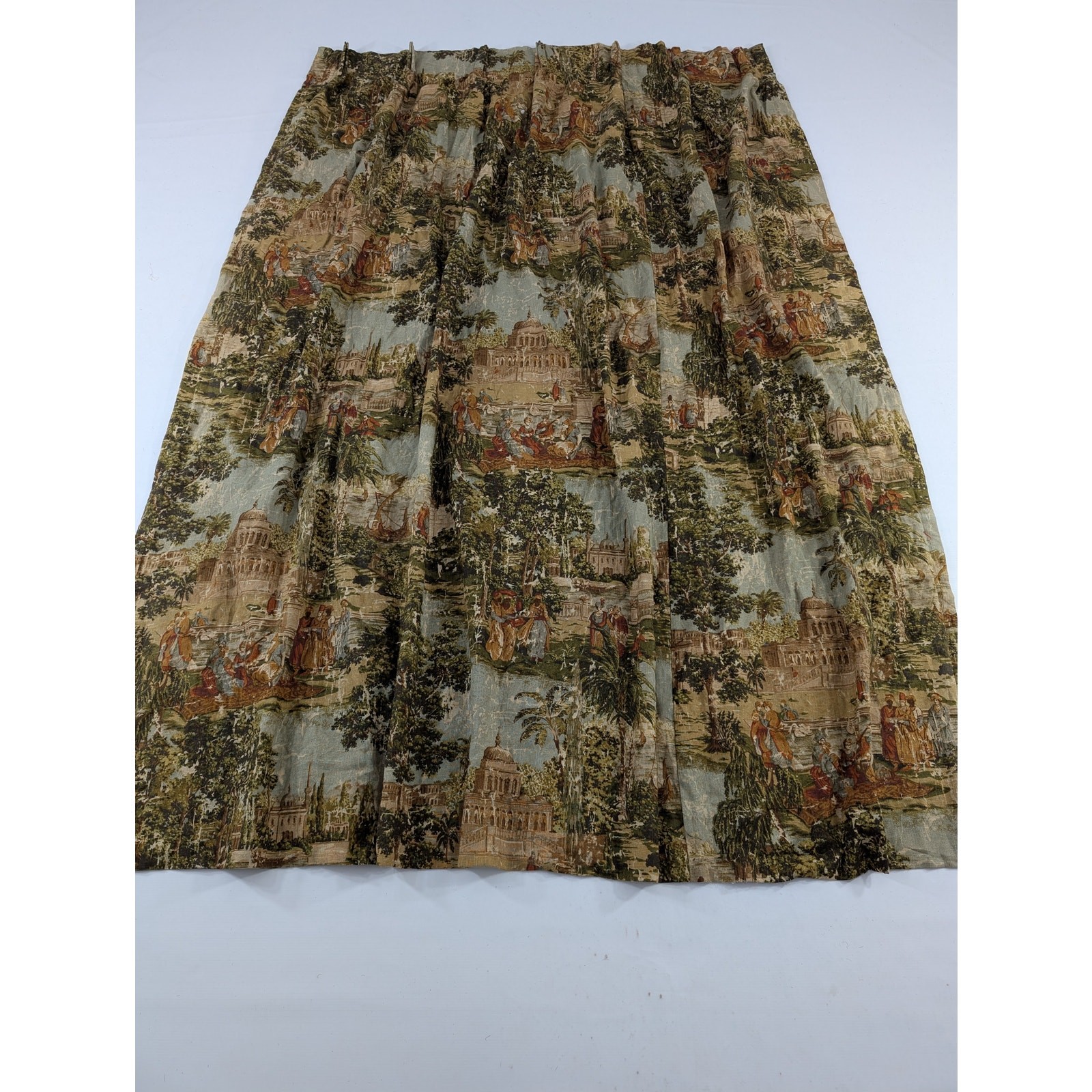 Vintage European Jacquard Woven Pastoral Scene Curtain Panel 76x68in