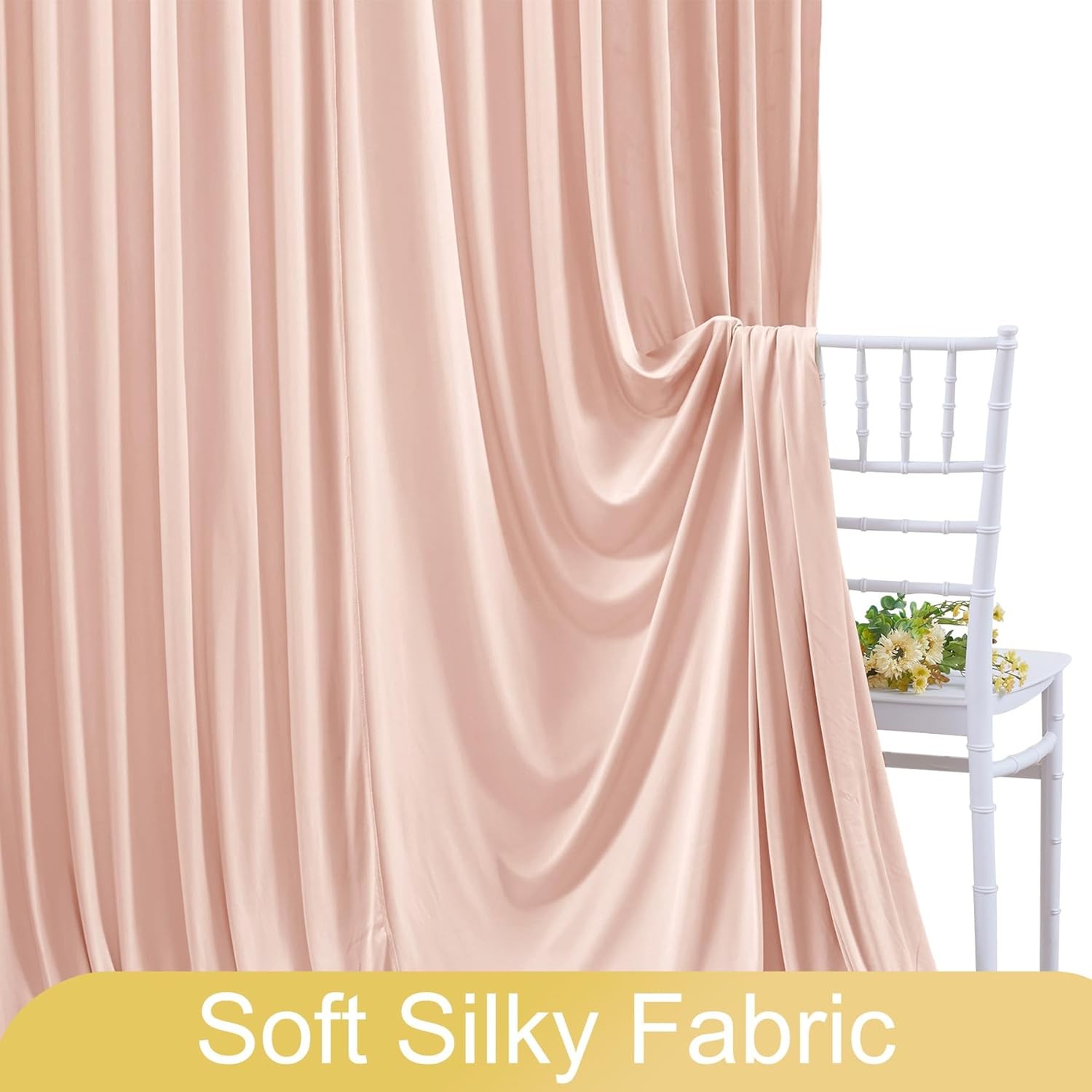 40ft x 10ft Wrinkle Blush Pink Backdrop Curtains for Wedding Parties Curtain