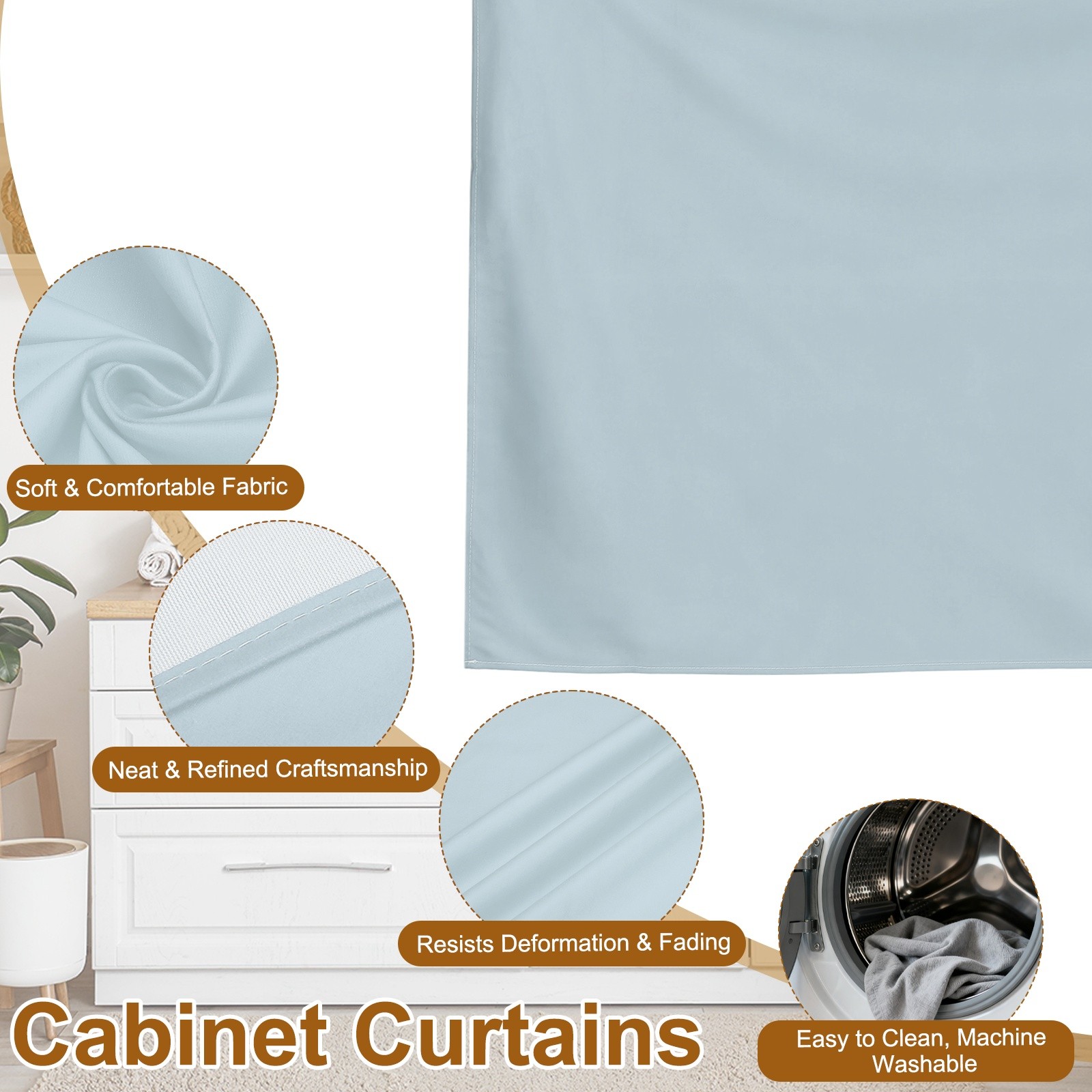 Cabinet Curtains Dust Proof Kitchen Privacy Curtain (35.4″x27.6″ Gray)