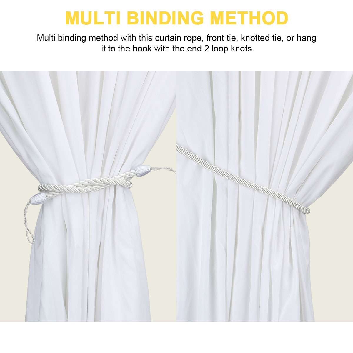 2/4X Curtain Rope Tie Backs Window Tieback Bandage Holdbacks Home Decor Handmade