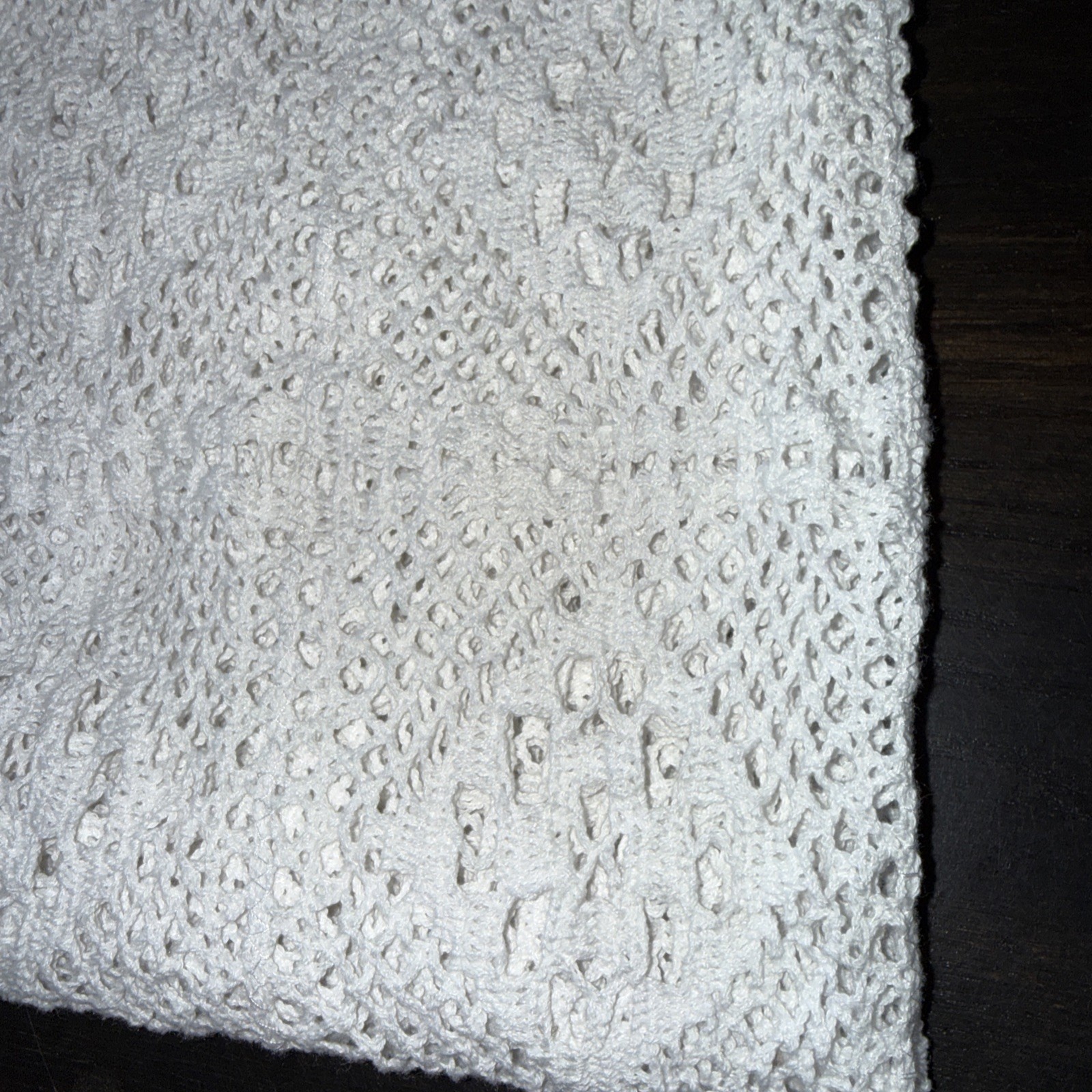 Set Of 2 Crochet Open Lace Cotton Curtains Drapes Unlined 26”x 72” L White