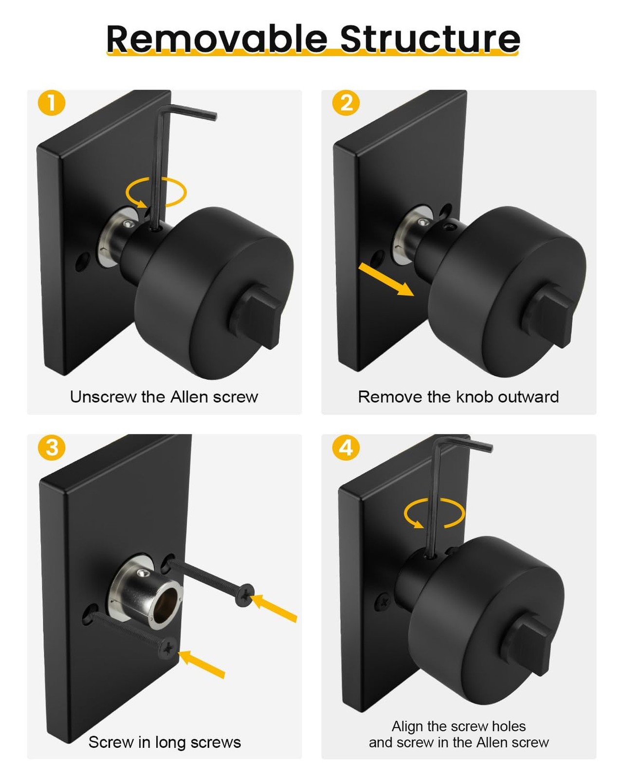 Goldenwarm Black Exterior Door Lock Set, Square Contemporary Keyed-Alike Matt…