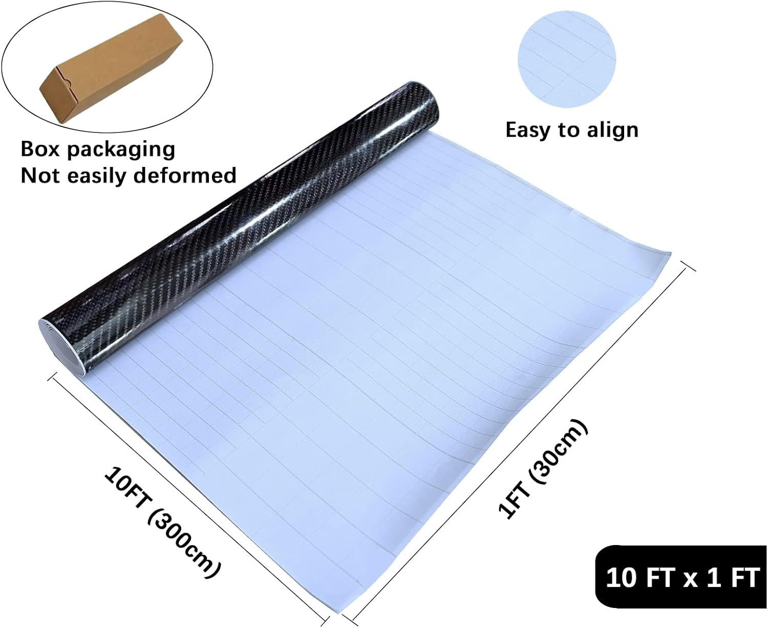 Carbon Fiber Vinyl Wrap 10Ft X 1Ft Self Adhesive Film, Black Vinyl Wrap Bubble F