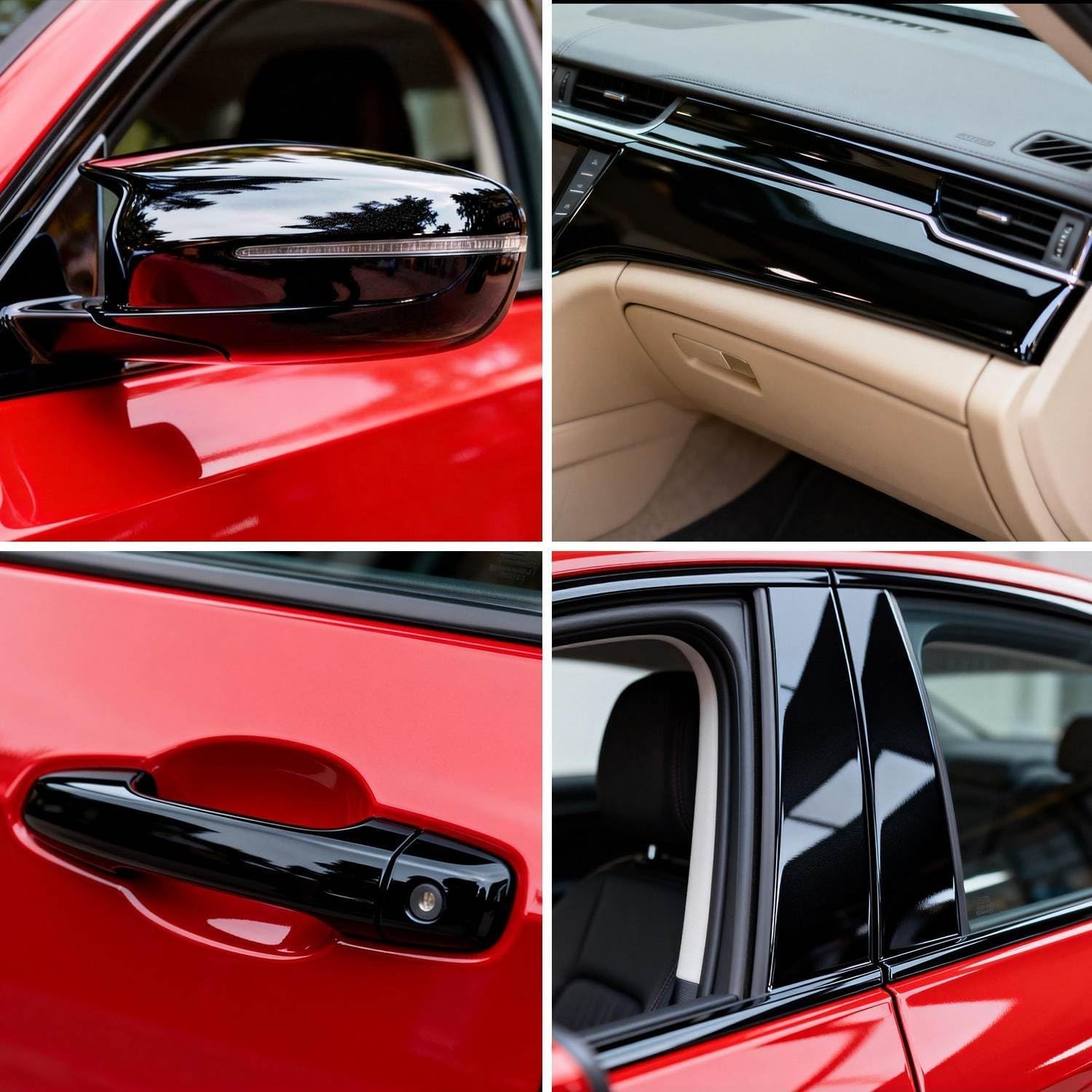Gloss Black Car Vinyl Wrap – 1ft x 5ft Air Release Waterproof Auto Film