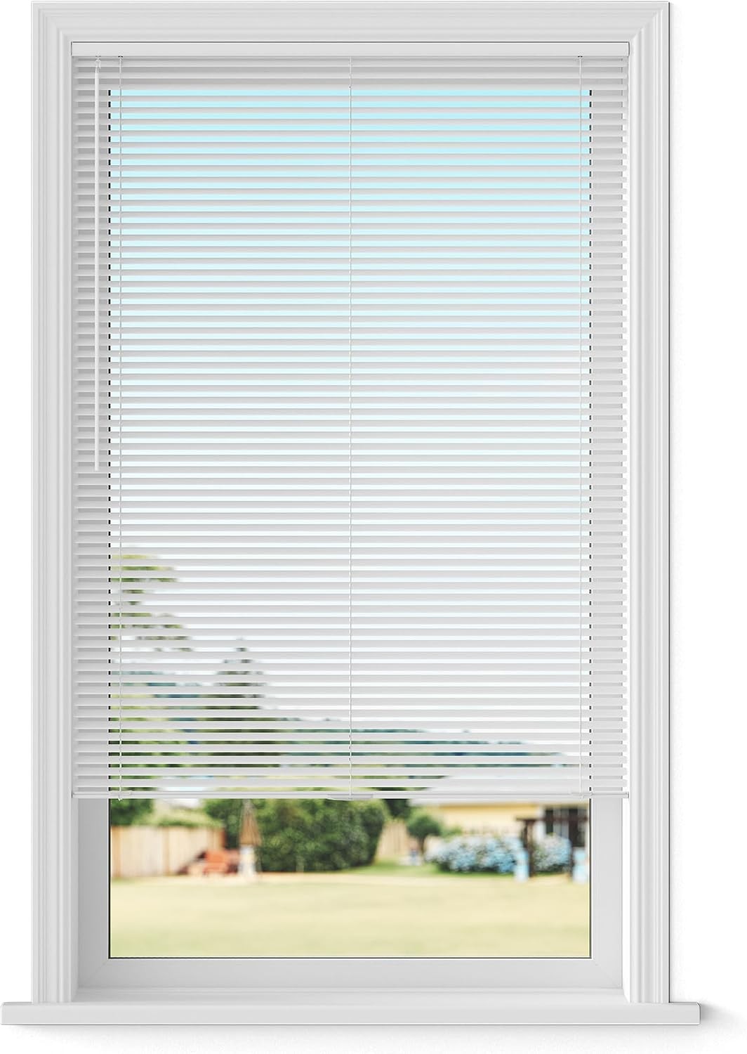 Cordless Aluminum Mini Blind – 71.5″ W x 60″ L – White Premium Duty 1″ Metal