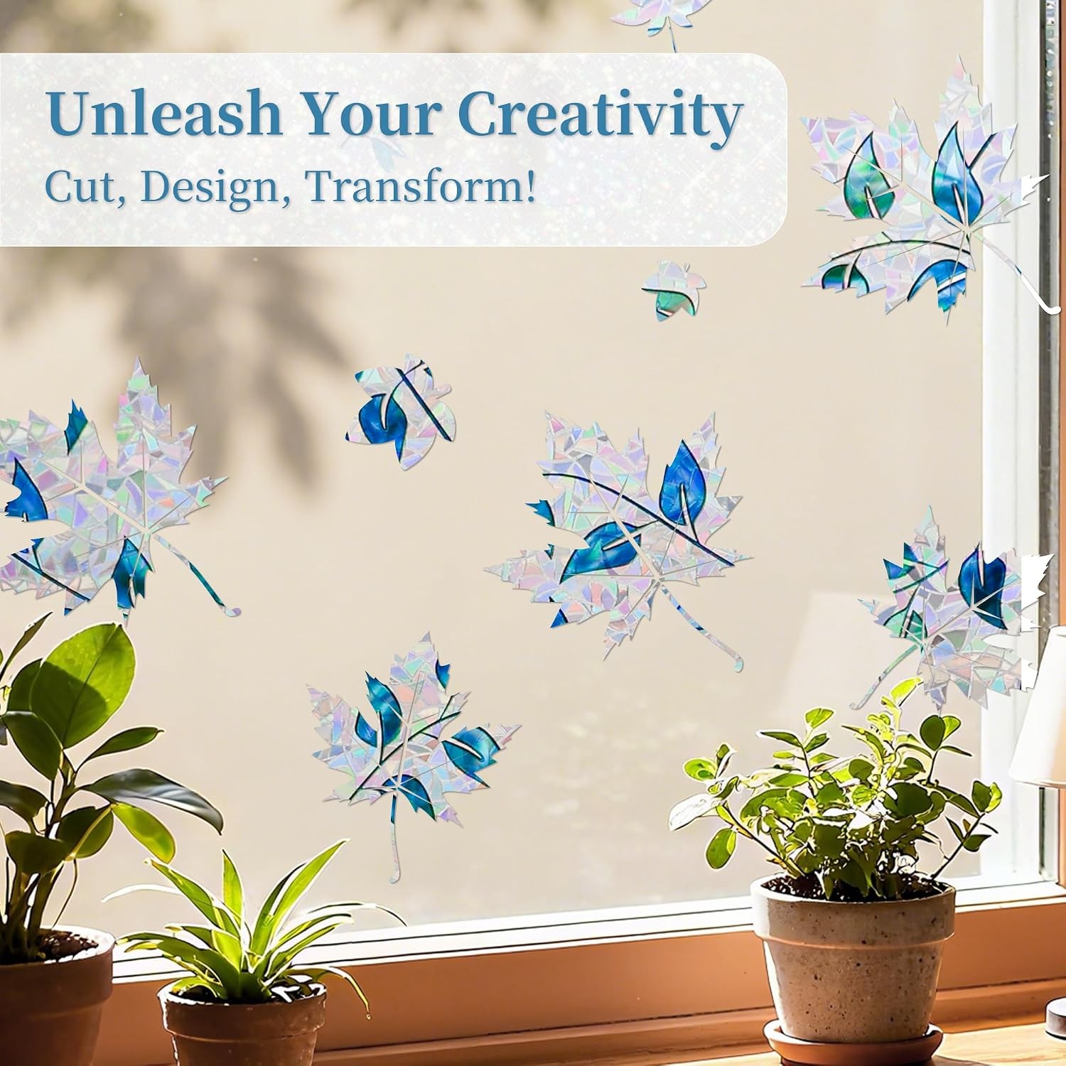Finnez Window Privacy Film 3D Static Cling Window Film with Rainbow Effect, No G