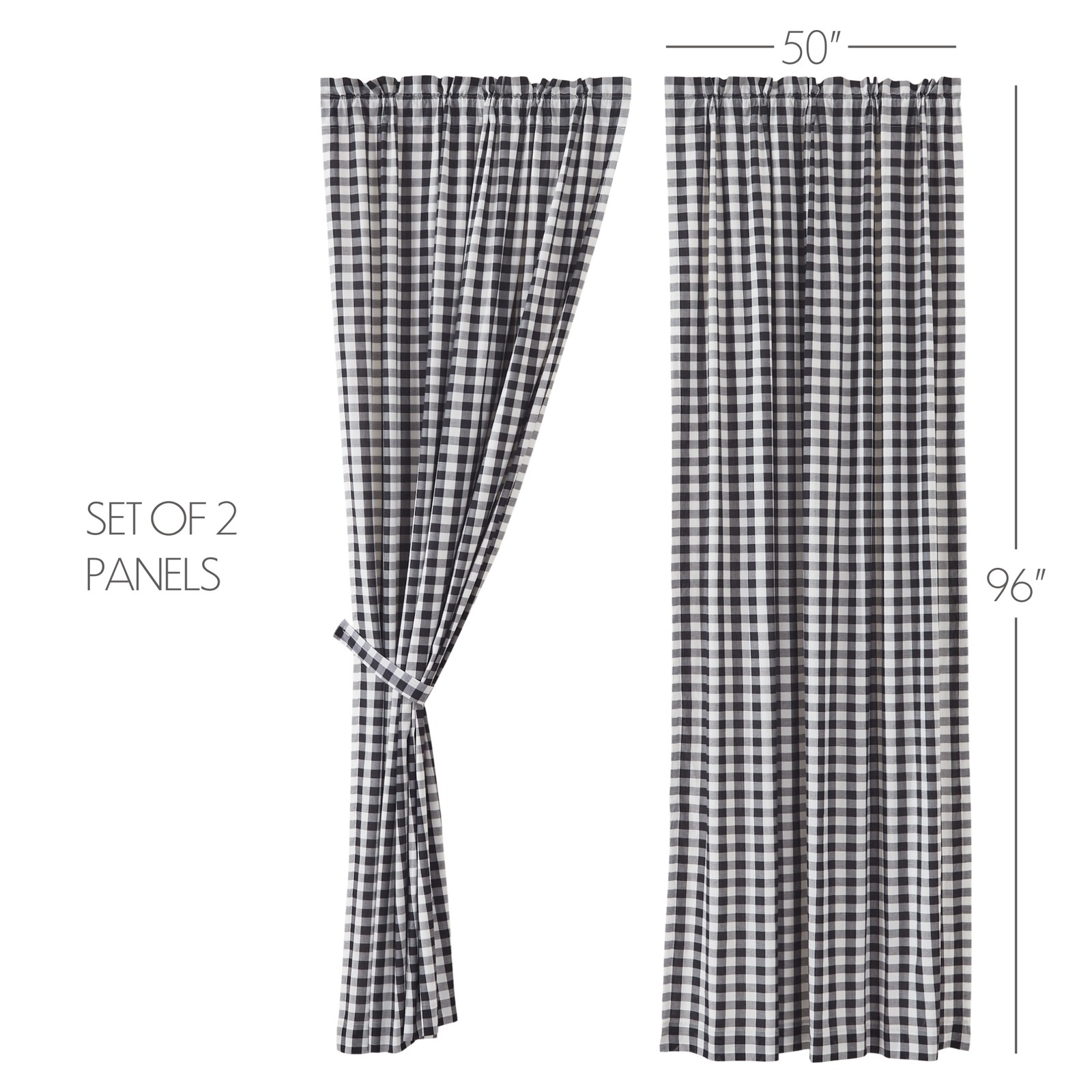 Panels Annie Buffalo Black Check Farmhouse 96×50 Set of 2 Curtains VHC Brands