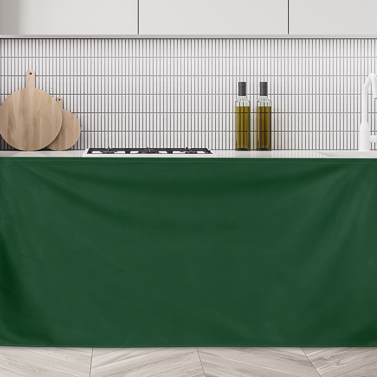 Cabinet Curtains Dust Proof Kitchen Privacy Curtain (35.4″x27.6″ Dark Green)