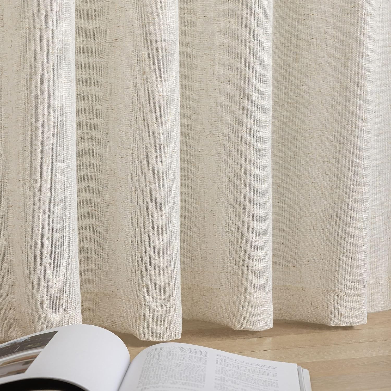 Palma Natural Linen Blended Sheer Curtains 84 Inch 2 Panels
