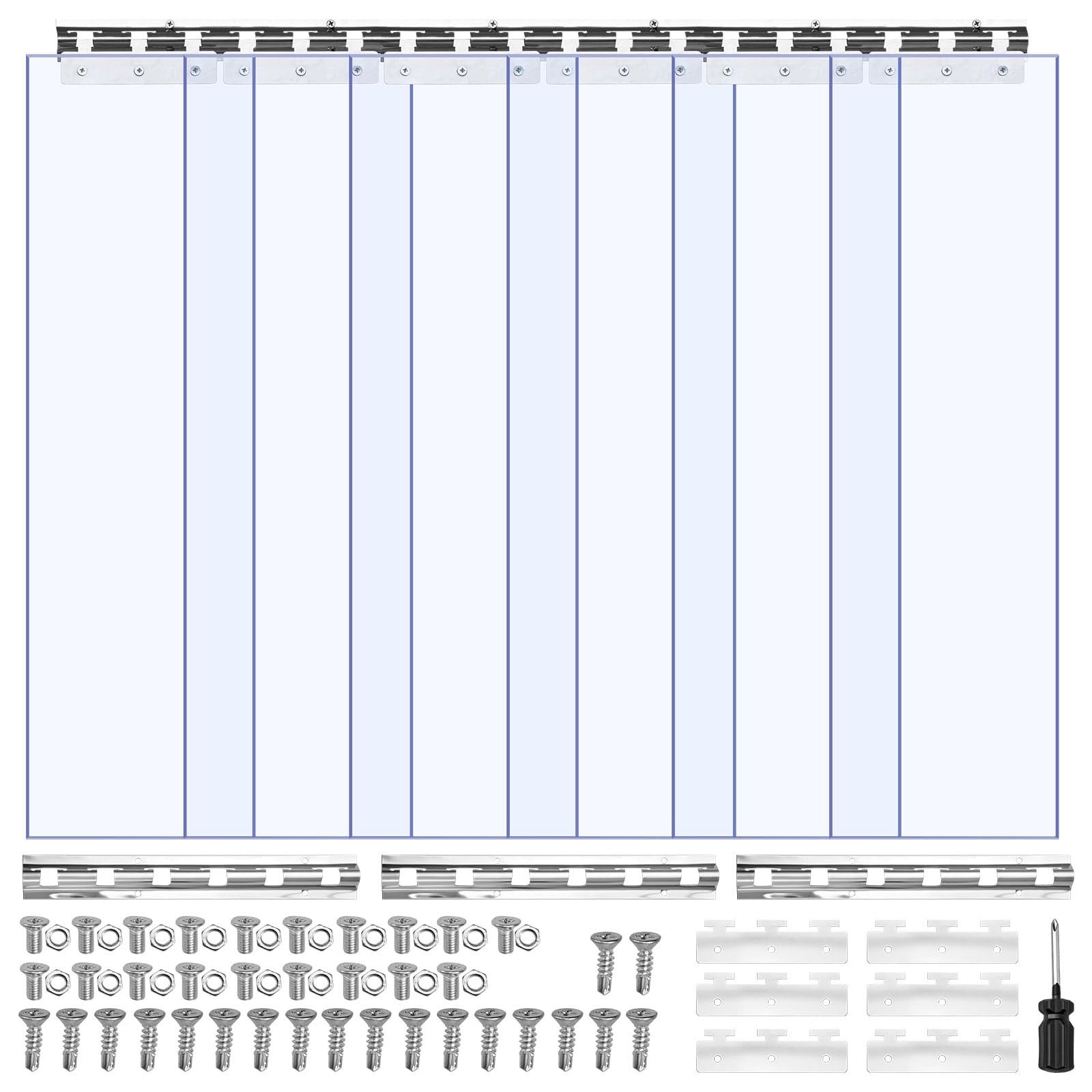 Clear PVC Strip Curtain 80″ x 36″ – 6 PCS Waterproof Door Strips for Freezer, Ga