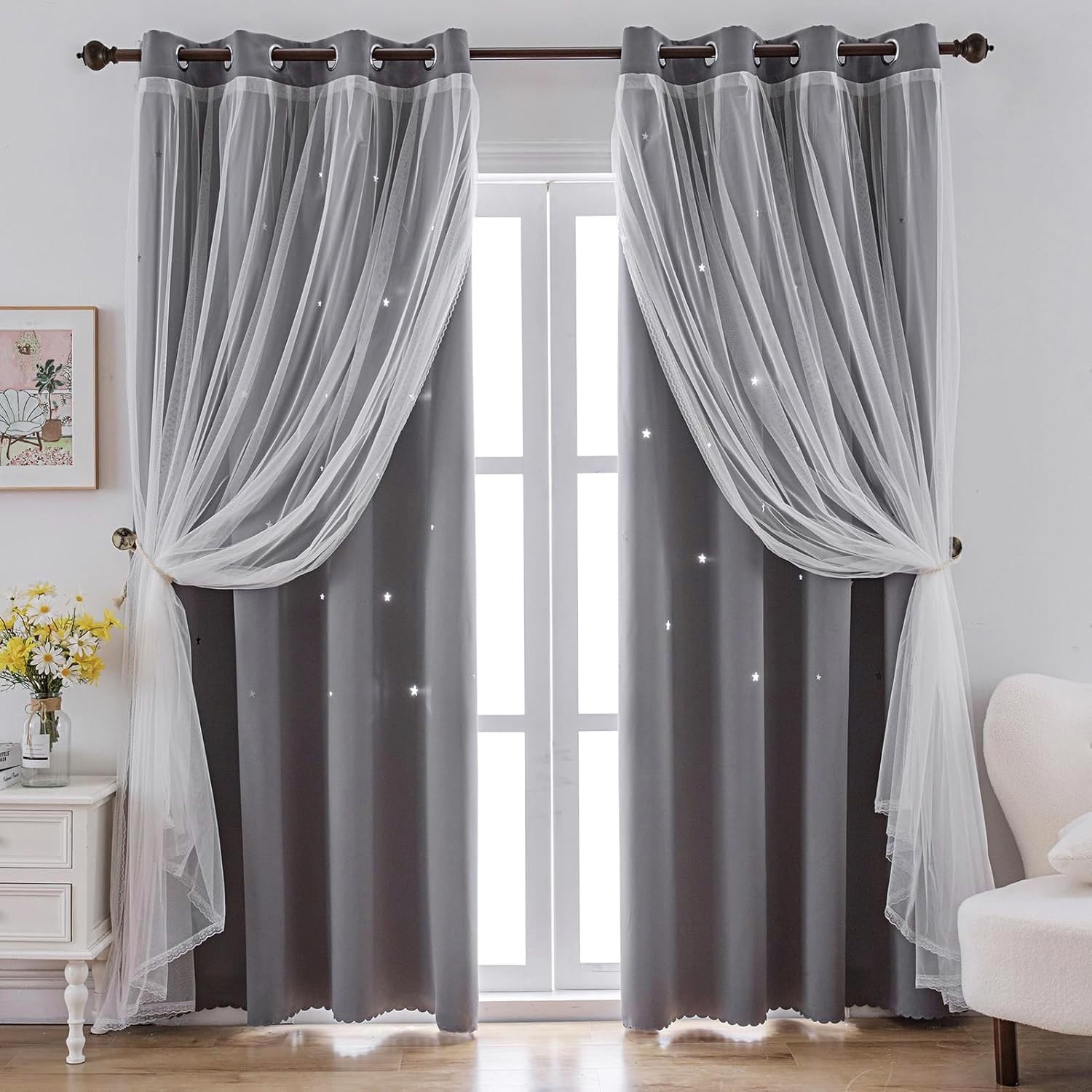 indistar Star Curtains for Bedroom Star Hollow Out Blackout Curtains for Kids Ro