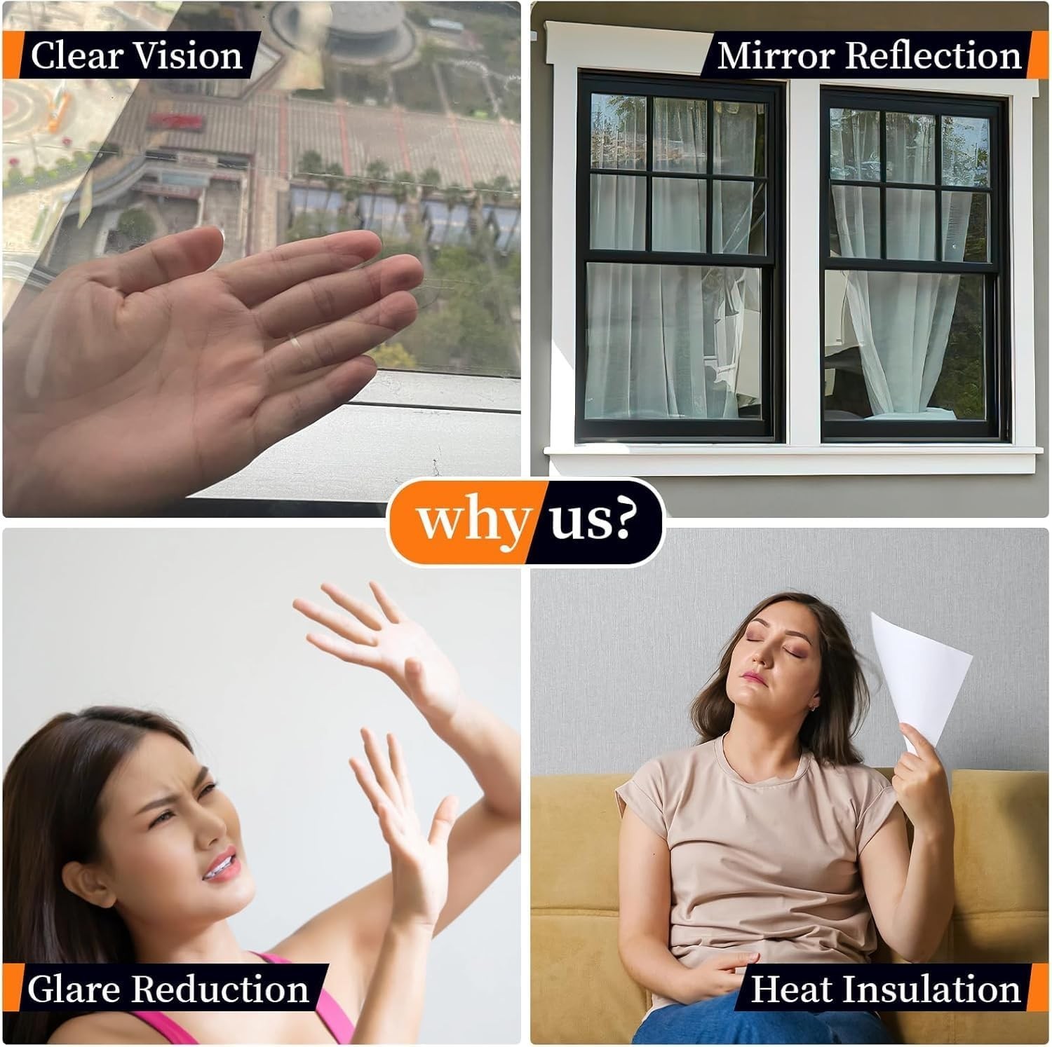 One Way Daytime Window Privacy Film See Out Not in, 17.5 x 78.7 Inch Window T…