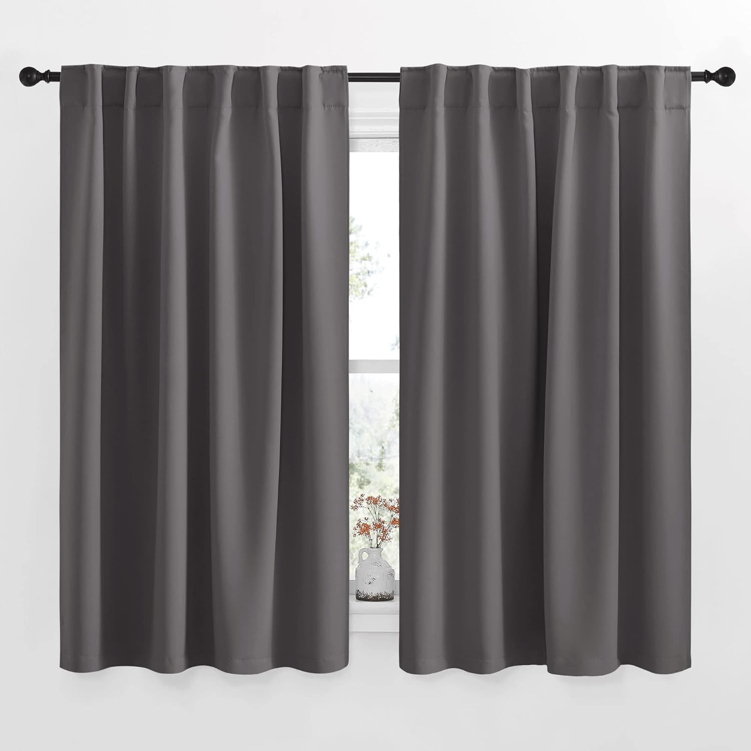 Blackout Curtain Panels Living Room Grey Color 52×54 inch 2 Panels Set Room