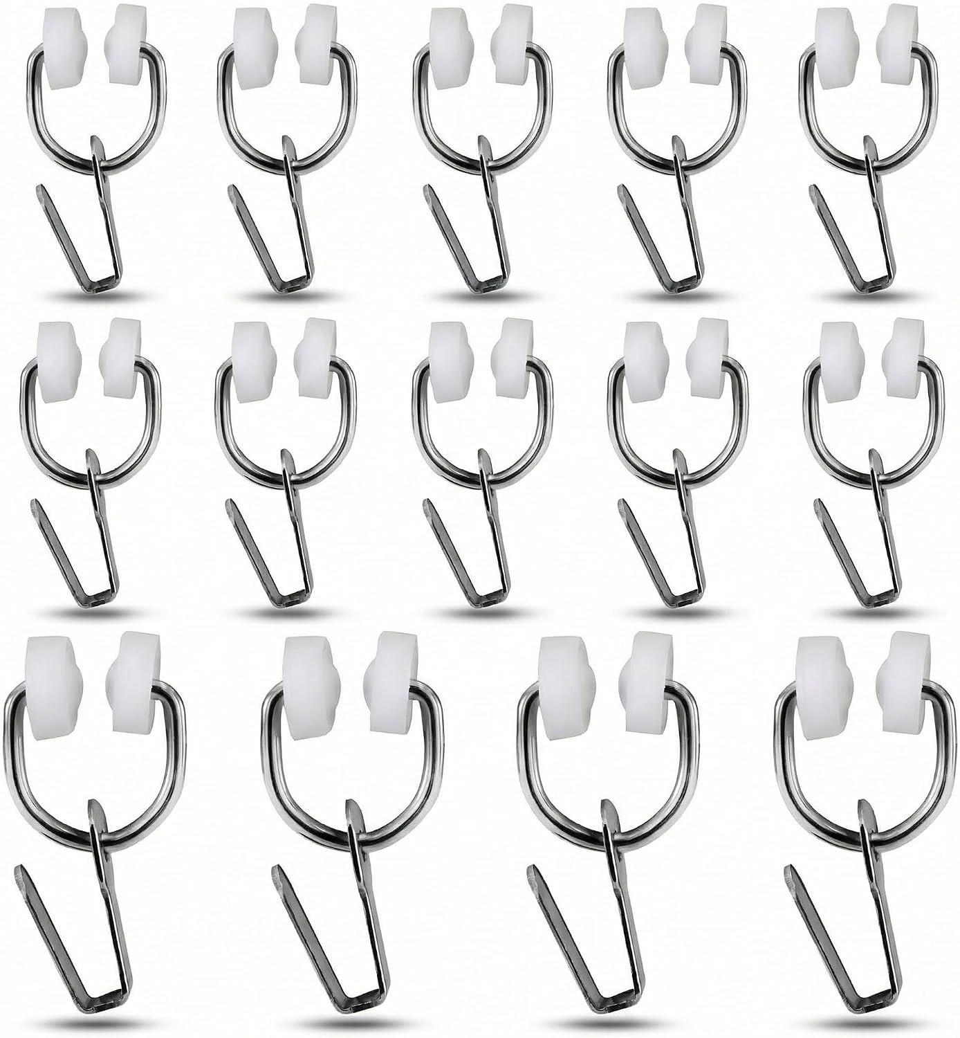 14Pcs Curtain Track Hooks for RV Trailer Curtains Nylon Wheels Metal Ring I-Beam