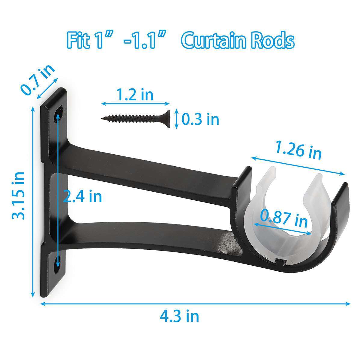 4 Pcs Single Curtain Rod Brackets for Drapery Rod Aluminum Alloy Heavy Duty