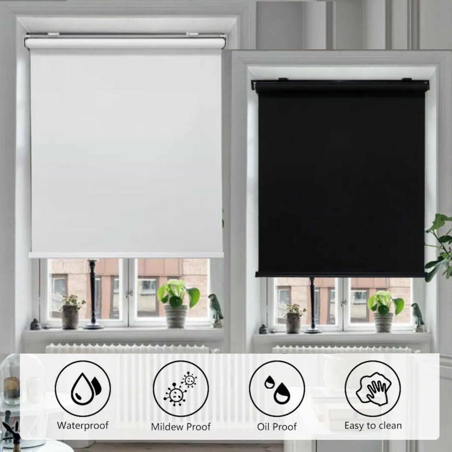 72″ Length Cordless Roller Shades Window Light Filtering Through ALL Width Size