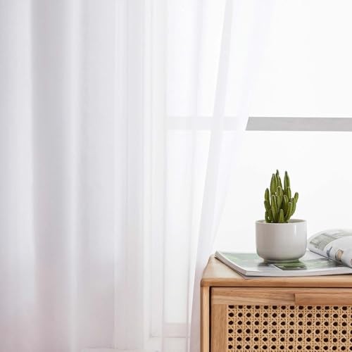 Cafe Curtains 36 Inch Length Tier 2 Pieces, 42″W x 36″L (Pack of 2) White