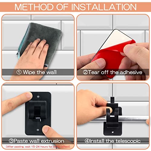 CIEMGNZOC 6-Pack Curtain Bracket Holders, Universal Self-Adhesive 6 Pcs Black
