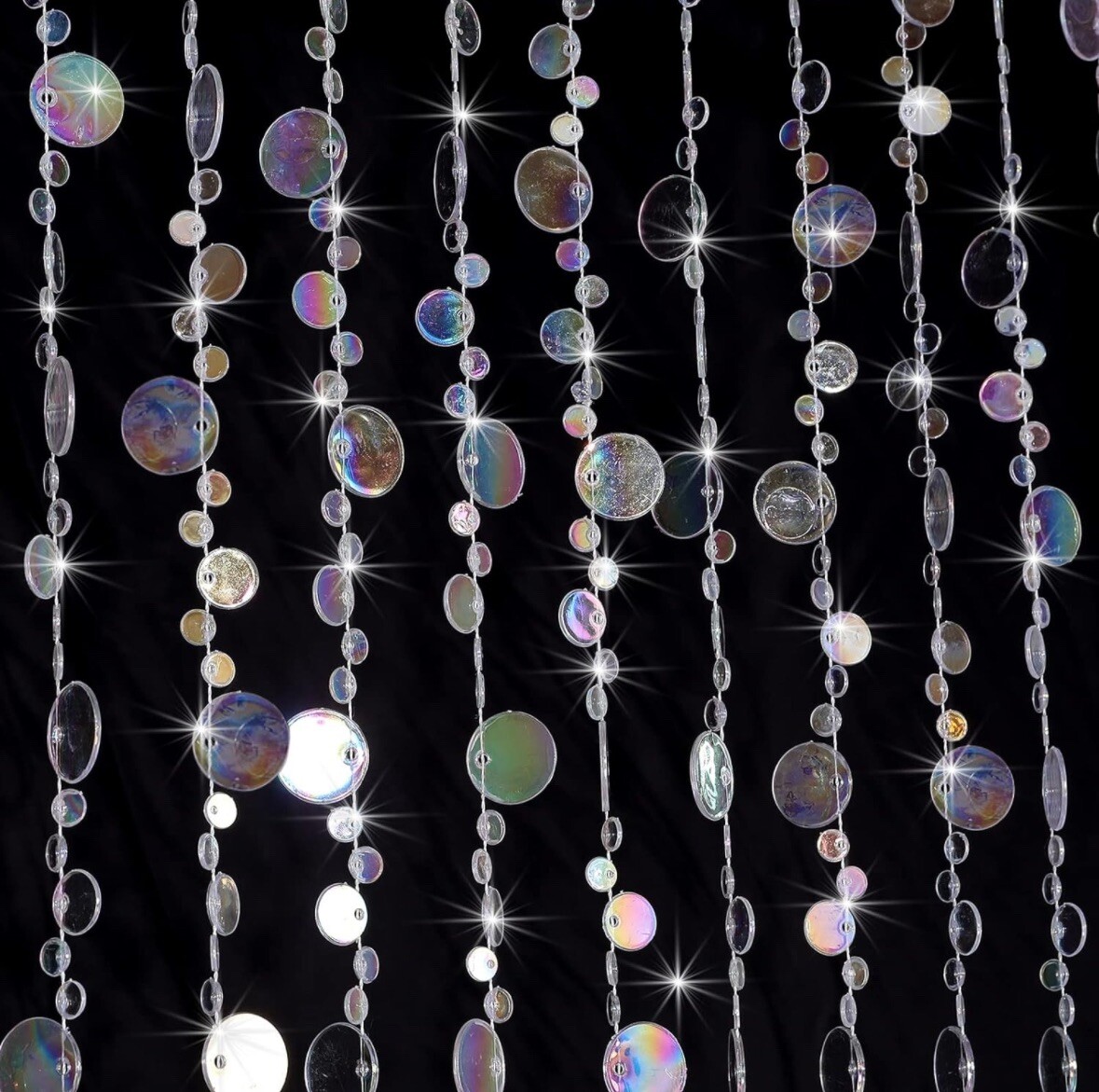 35” By 79”Crystal Beaded Curtain Clear String Bubbles Rainbow Decor Room Divider