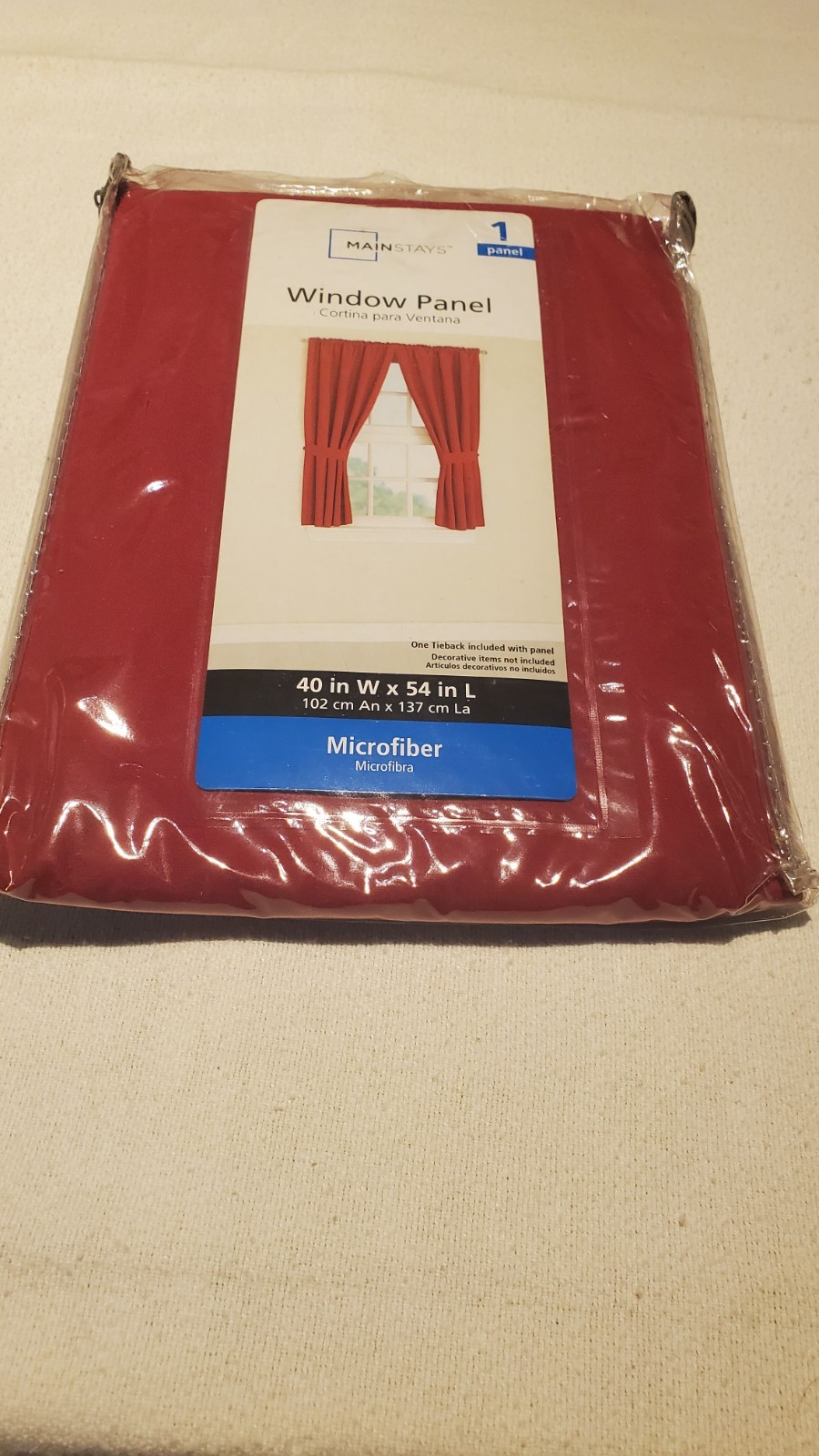 Window (1) Panel & Tieback Mainstays Red Sedona 40″ W x 54″ L NIB Microfiber