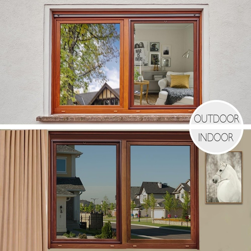 Window Tint for Home, One Way Privacy Film Heat & UV Blocking Gray Silver Film