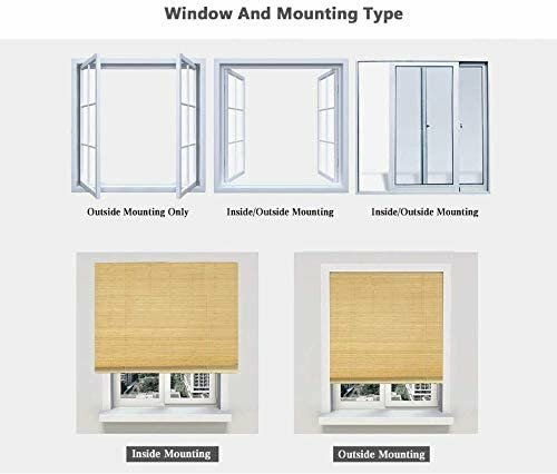 TJ GLOBAL Cordless Flatstick Bamboo Roman Window Blind Sun Shade, Light…