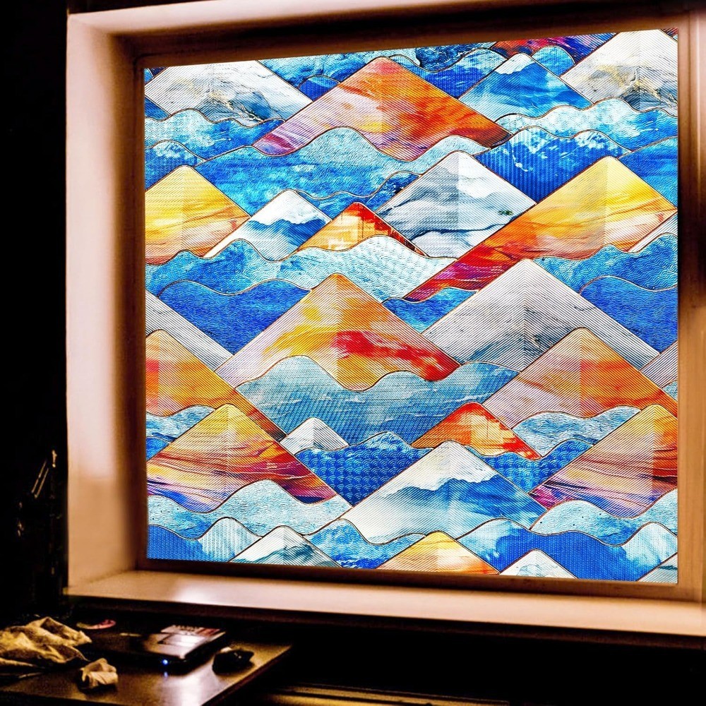 Rainbow Window Film Privacy Stained Glass Decorative Cling Peel and Stick