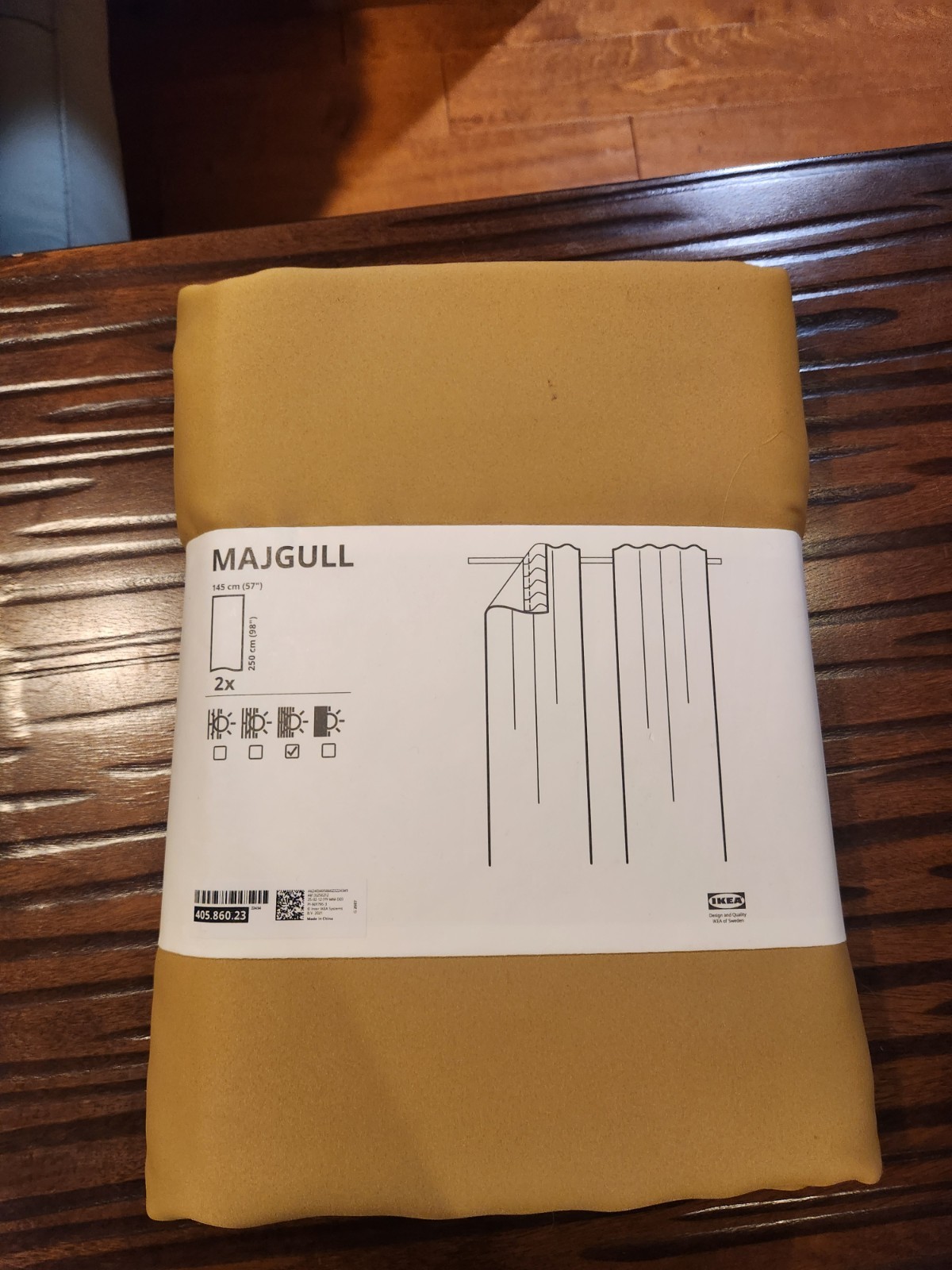 IKEA MAJGULL Room Darkening Curtains Yellow Mustard Gold, 57×98