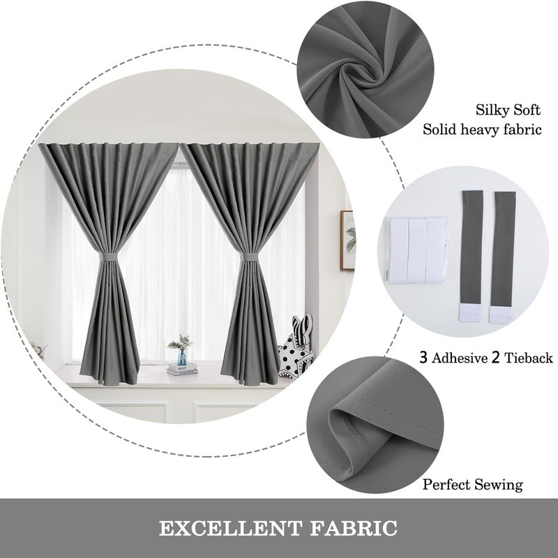 Blackout Curtains Thermal Insulated Easy Install Window Panels Home Office Decor