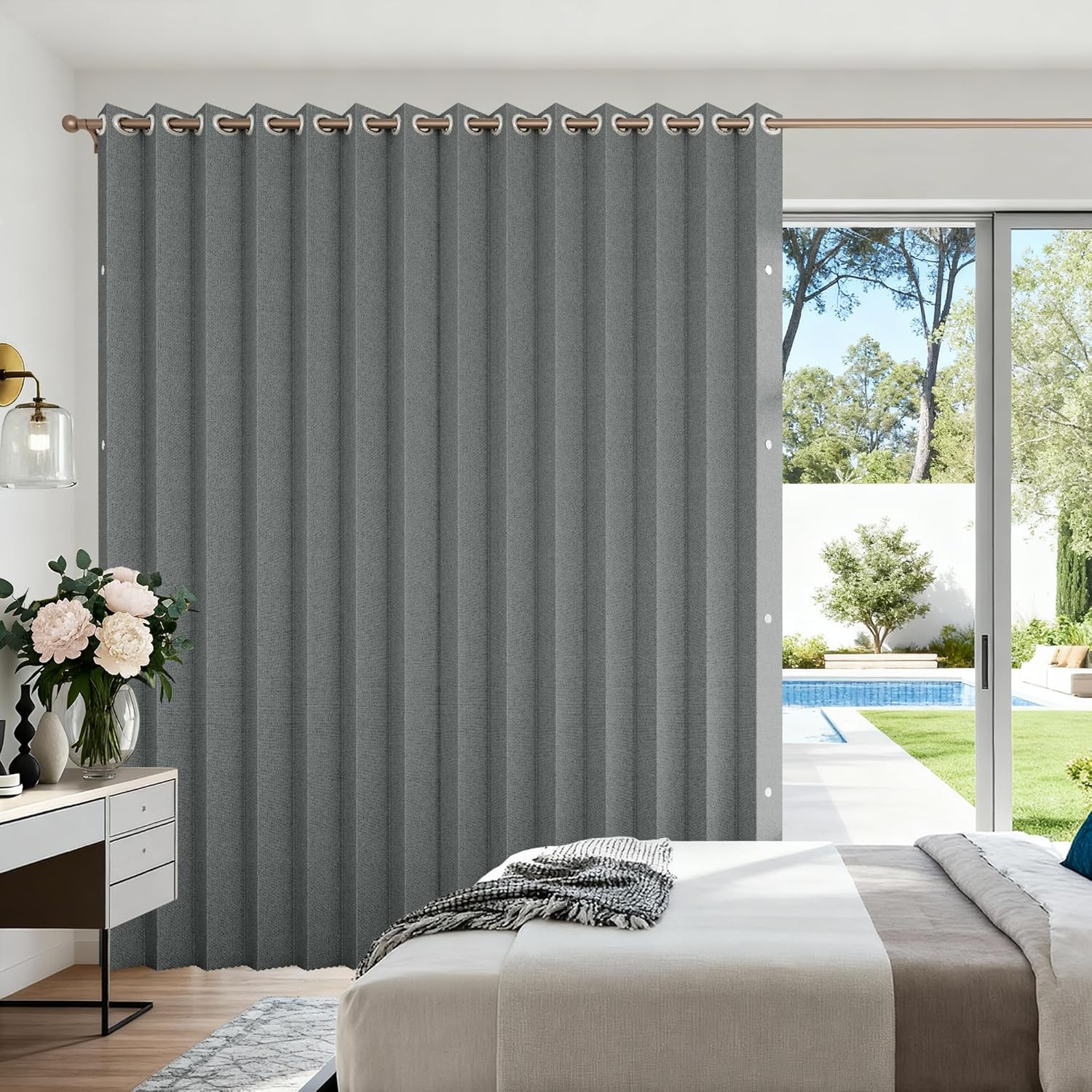 Grey Vertical Fabric Shades for Sliding Glass & Patio Doors, 100×84 cm