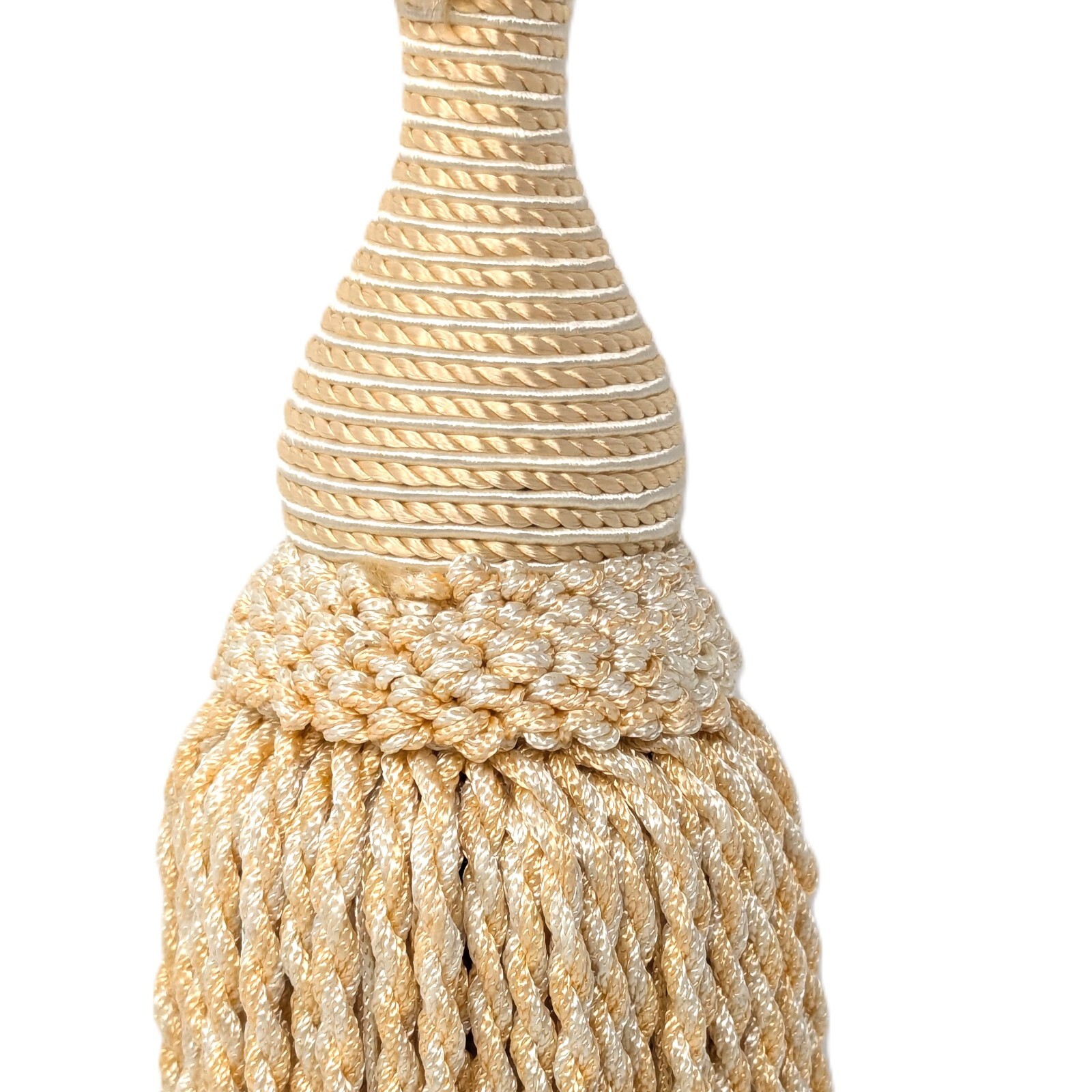 Curtain Drape Tie back Twisted Rope Tassel Ivory Light Peach Ornate 31″ Length