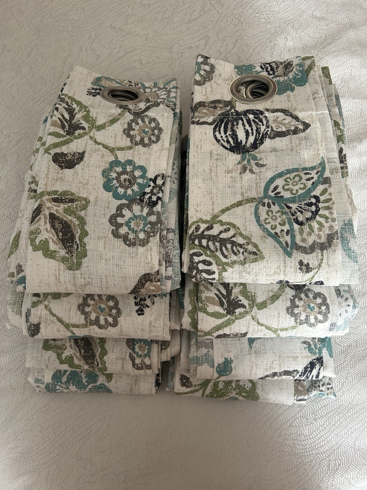 Set of 8 Floral Light Filtering Curtain Panels 50×96 white/Blue/green/gray/beige