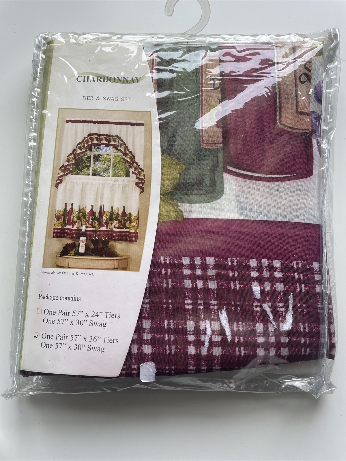 Chardonnay Bottle Printed Kitchen Curtain, 57×36 & 57×30 Inches