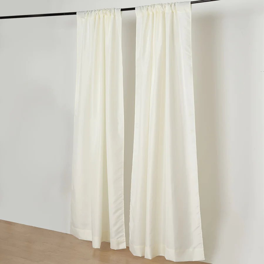 IVORY 2 Drapery Panels 8 ft Polyester Backdrop CURTAINS Rod Pockets Party Events