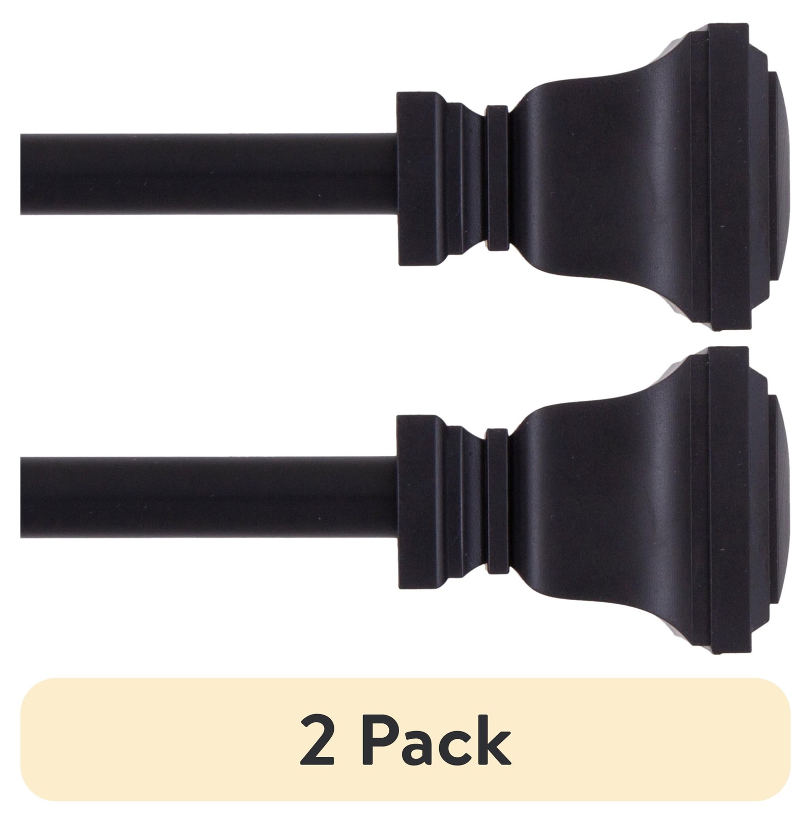 (1 pack) 1/2″ Twain Square Petite Café Adjustable Curtain Rod,48-84″, Black