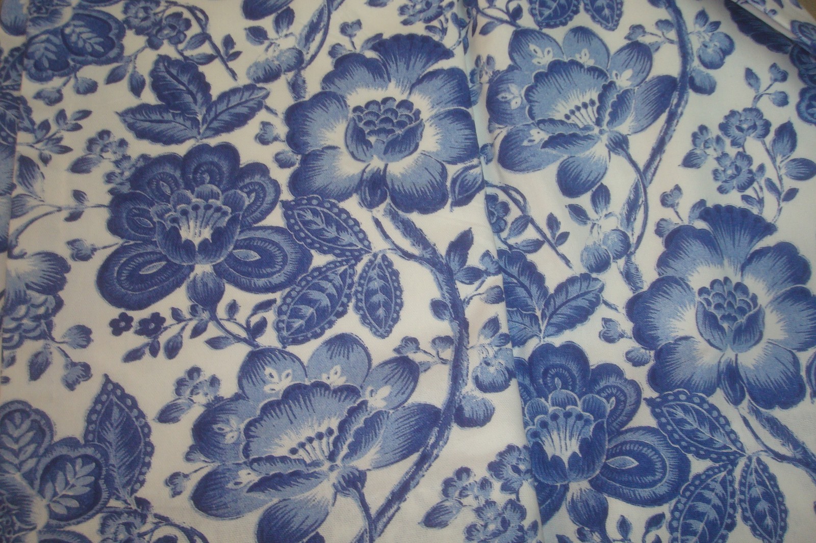 New One Pr Custom Drapes Curtains Lined Shabby Blue White Floral ea 41″ x 84″ lg